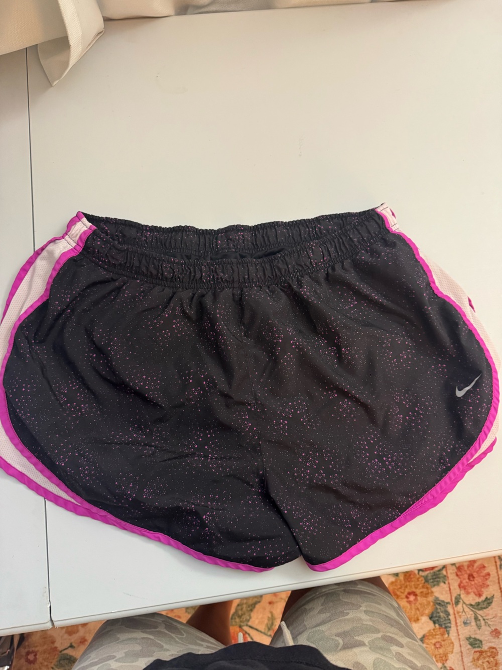 Nike Black Running Shorts with Pink Trim and Speckle